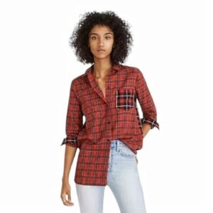 Madewell - Ex Boyfriend Mixed Plaid Patchwork Shirt